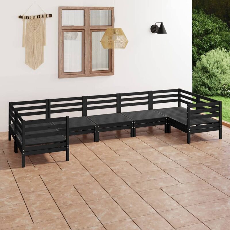 

Juego de muebles de jardín 7 pzas madera de pino maciza negro