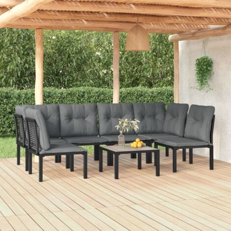 Juego de muebles de jardín 7 pzas ratán sintético negro y gris vidaXL