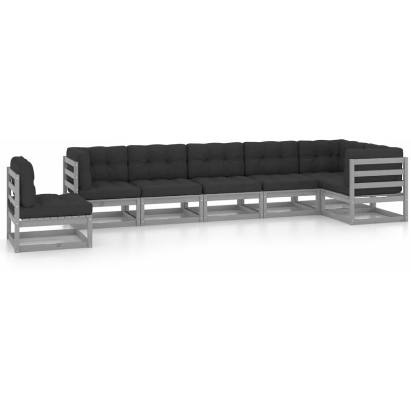 

Juego de muebles de jardín 7 pzas y cojines madera pino