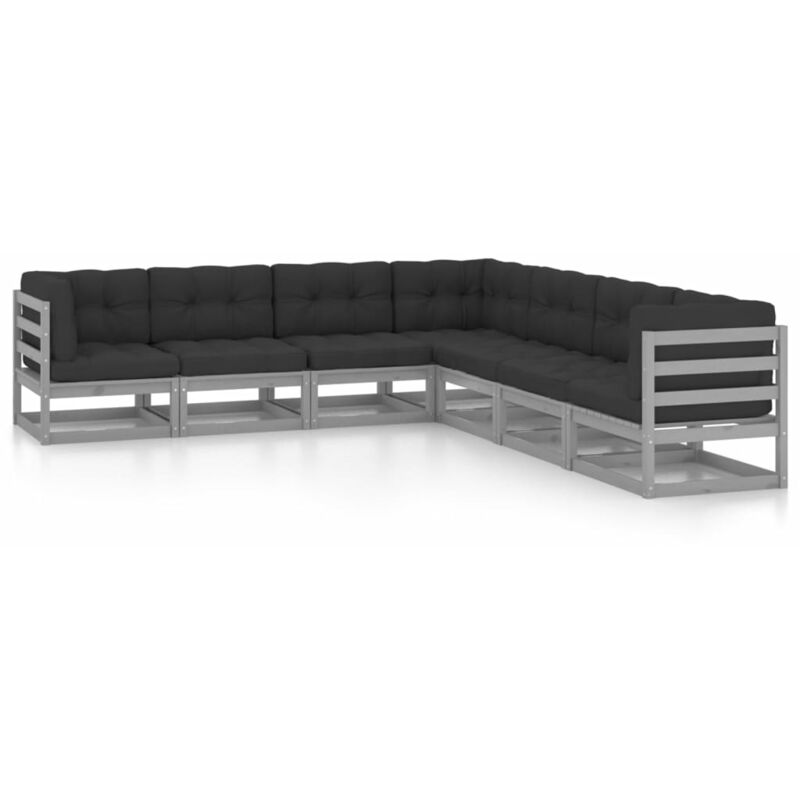 

Juego de muebles de jardín 7 pzas y cojines madera pino