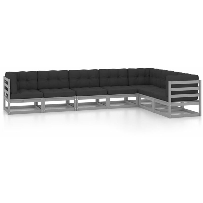 

Juego de muebles de jardín 7 pzas y cojines madera pino
