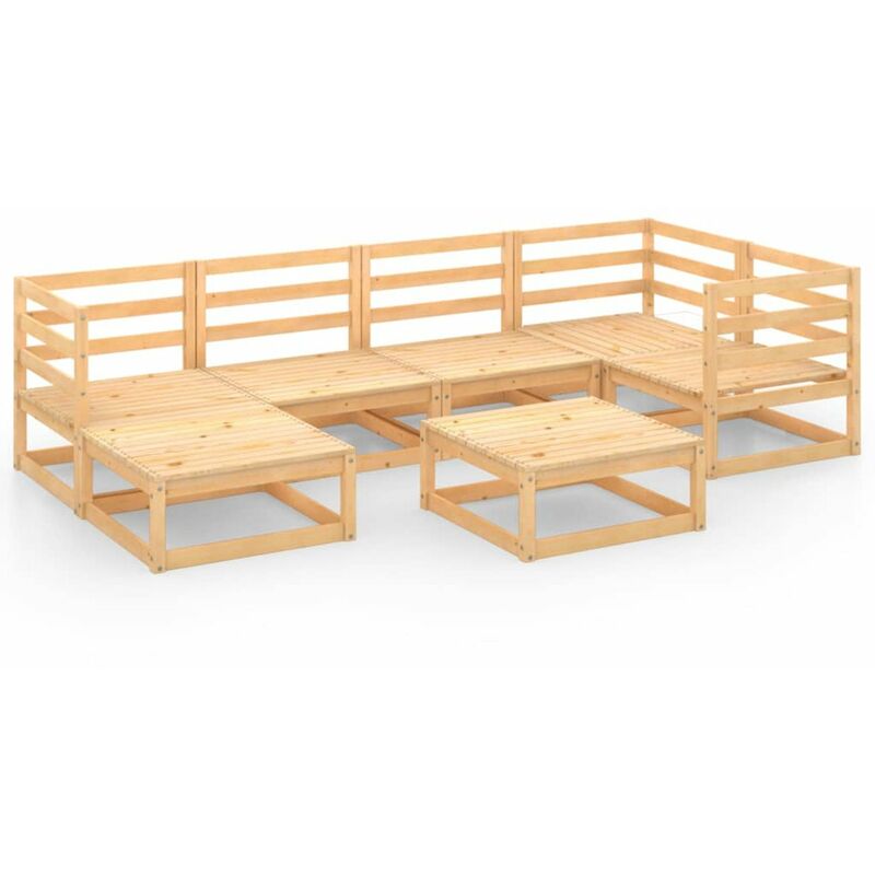 

Juego de muebles de jardin 7 pzas y cojines madera pino maciza