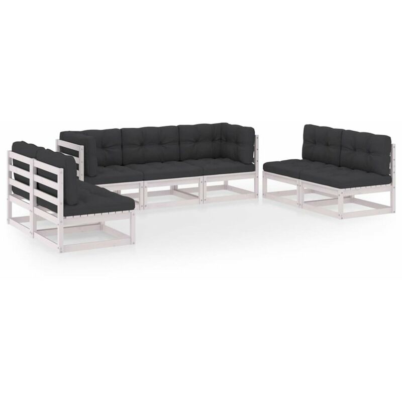 

Juego de muebles de jardin 7 pzas y cojines madera pino maciza