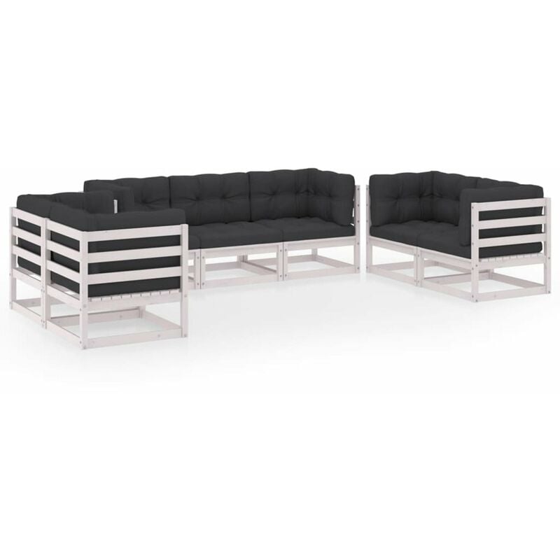 

Juego de muebles de jardin 7 pzas y cojines madera pino maciza