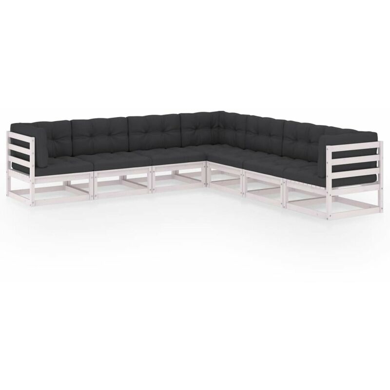 

Juego de muebles de jardin 7 pzas y cojines madera pino maciza
