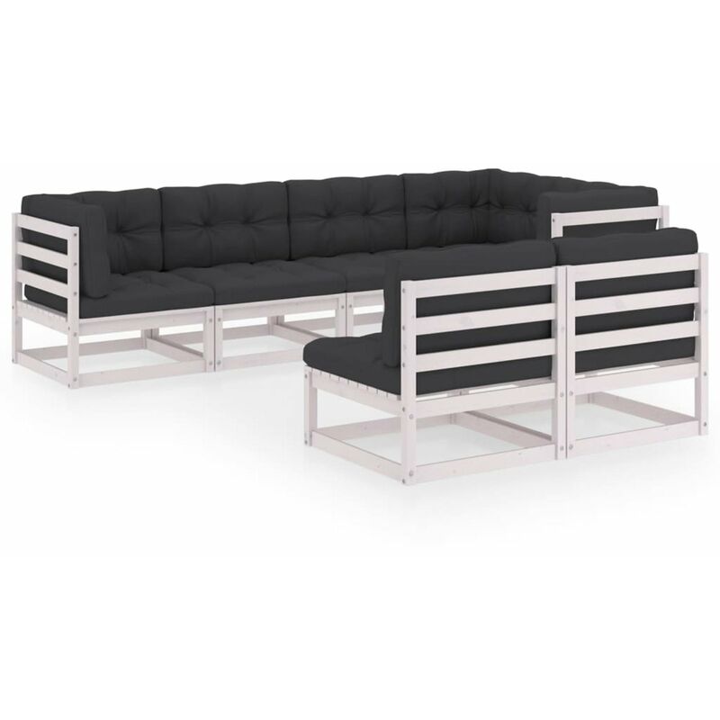 

Juego de muebles de jardin 7 pzas y cojines madera pino maciza