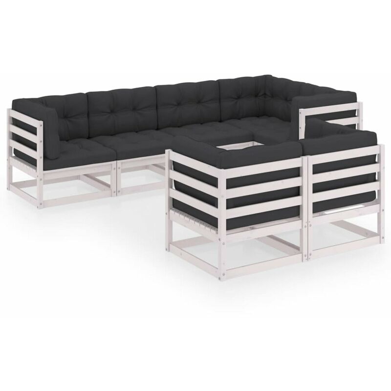 

Juego de muebles de jardin 7 pzas y cojines madera pino maciza