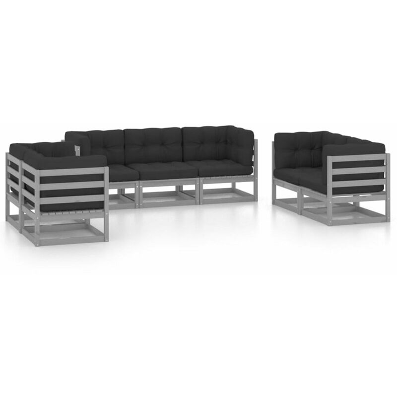 

Juego de muebles de jardin 7 pzas y cojines madera pino maciza