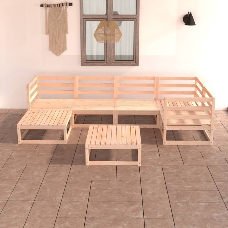 

Juego de muebles de jardín 7 pzas y cojines madera pino maciza