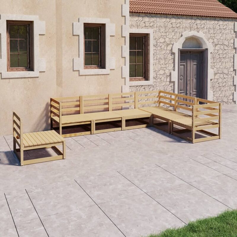 

Juego de muebles de jardín 7 pzas y cojines madera pino maciza