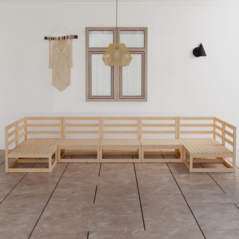 

Juego de muebles de jardín 7 pzas y cojines madera pino maciza