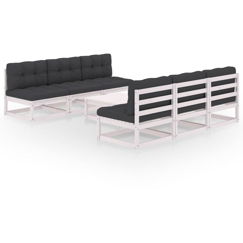 

Juego de muebles de jardín 7 pzas y cojines madera pino maciza