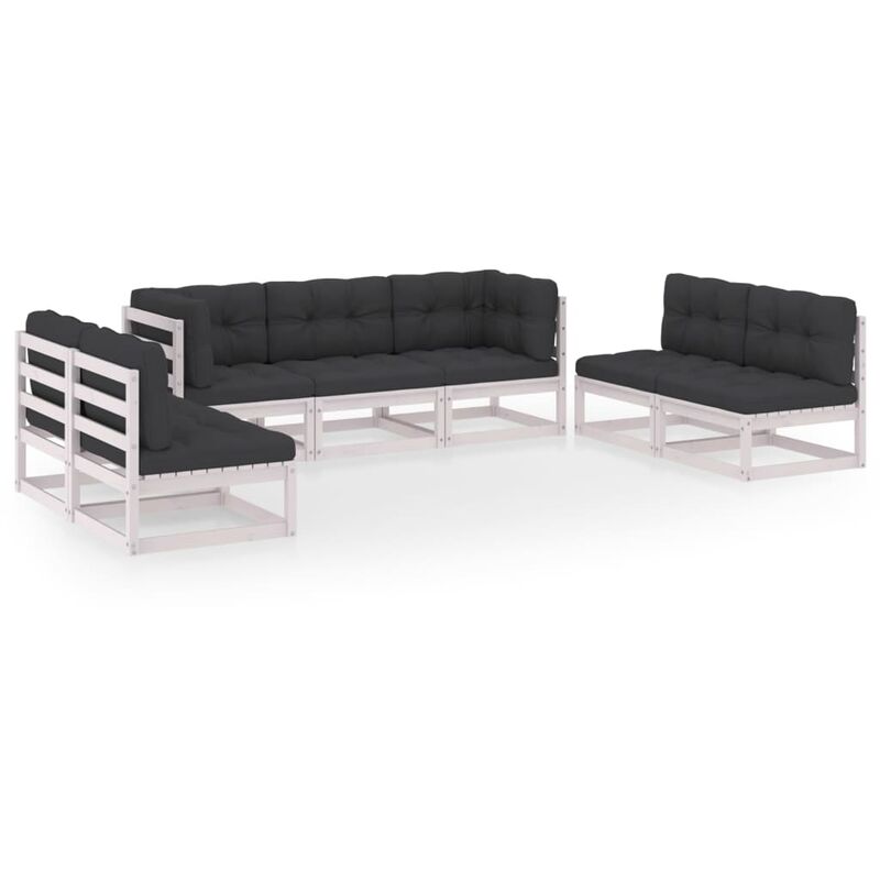 

Juego de muebles de jardín 7 pzas y cojines madera pino maciza