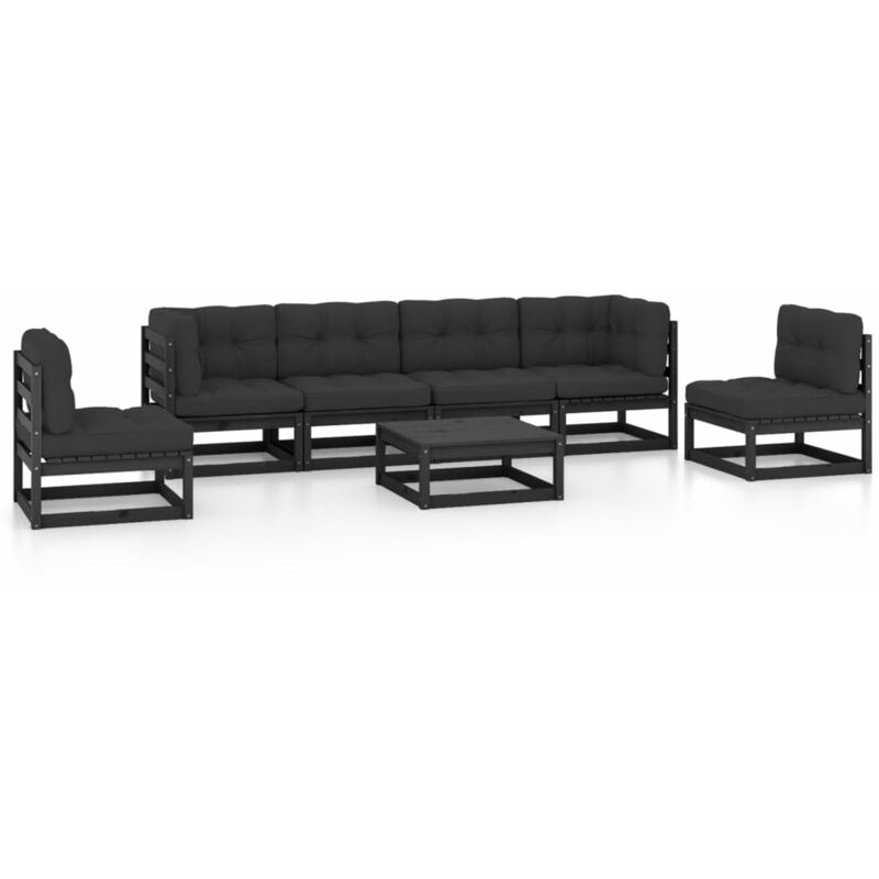 

Juego de muebles de jardín 7 pzas y cojines madera pino maciza