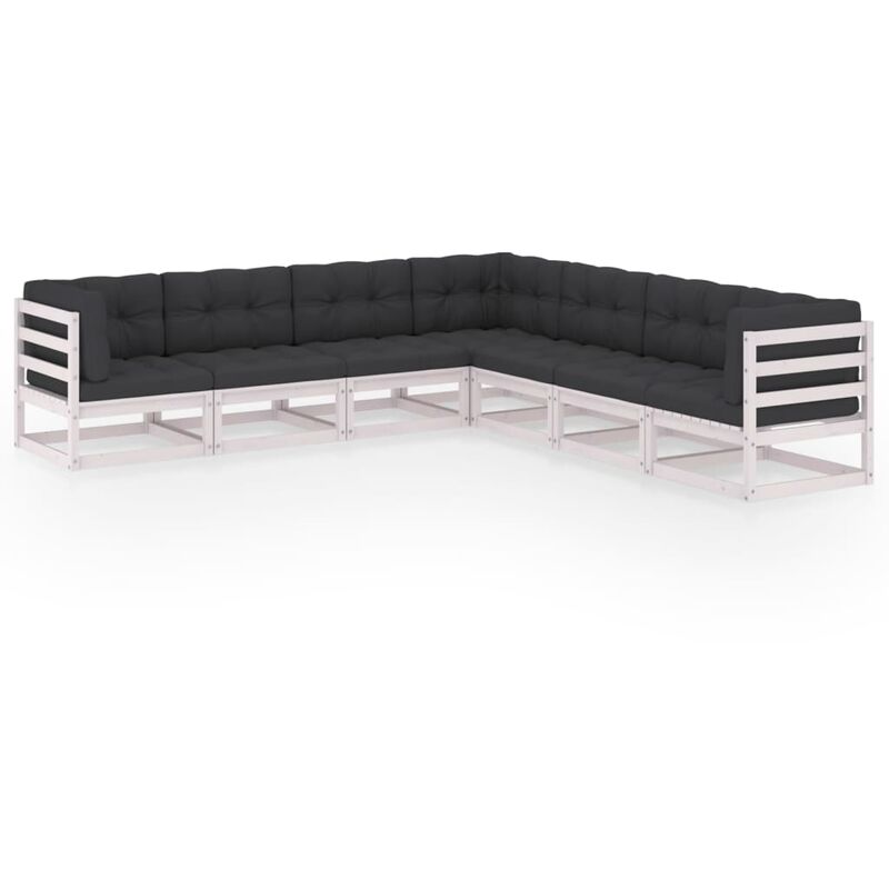 

Juego de muebles de jardín 7 pzas y cojines madera pino maciza