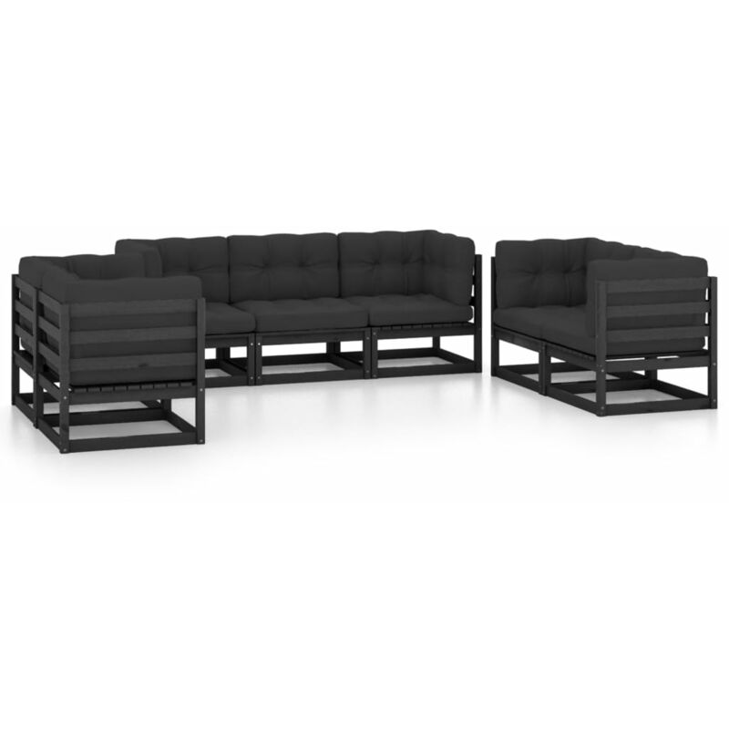 

Juego de muebles de jardín 7 pzas y cojines madera pino maciza