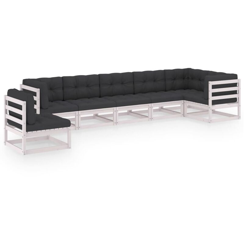 

Juego de muebles de jardín 7 pzas y cojines madera pino maciza