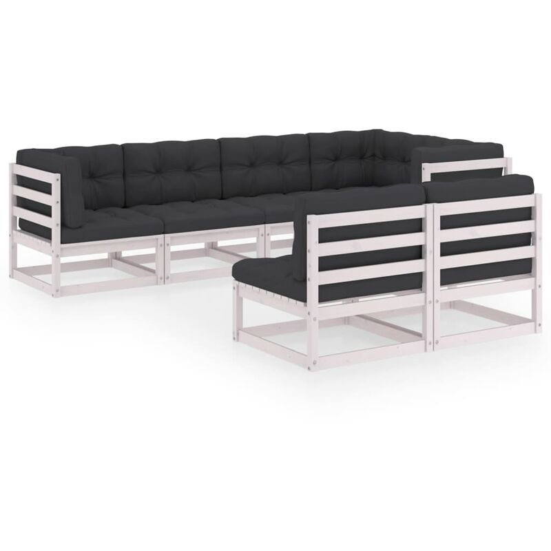 

Juego de muebles de jardín 7 pzas y cojines madera pino maciza