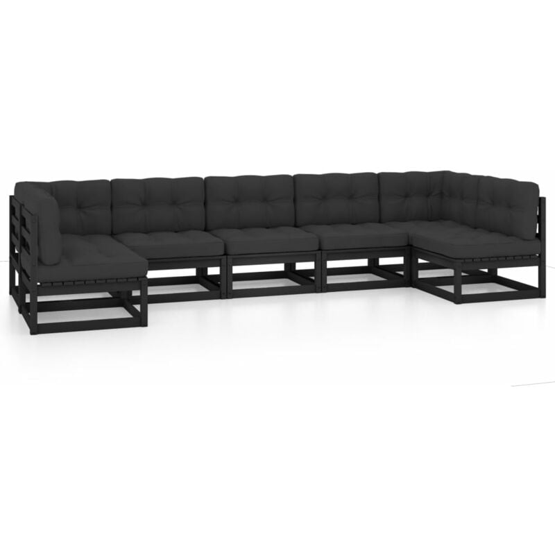 

Juego de muebles de jardín 7 pzas y cojines madera pino maciza