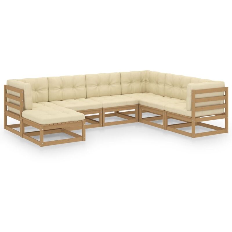 

Juego de muebles de jardín 7 pzas y cojines madera pino maciza