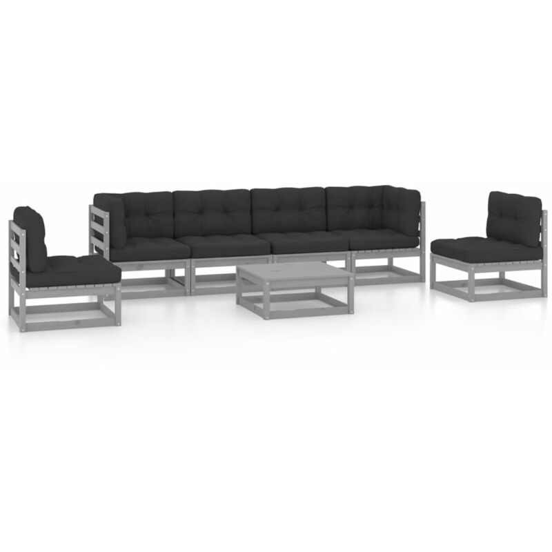 

Juego de muebles de jardín 7 pzas y cojines madera pino maciza