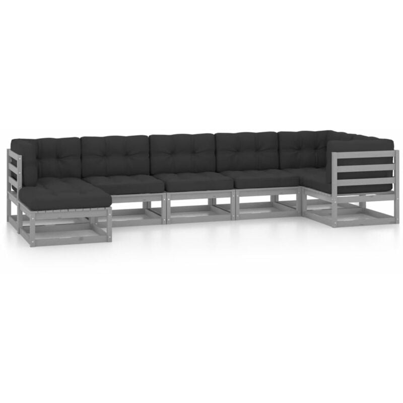 

Juego de muebles de jardín 7 pzas y cojines madera pino maciza