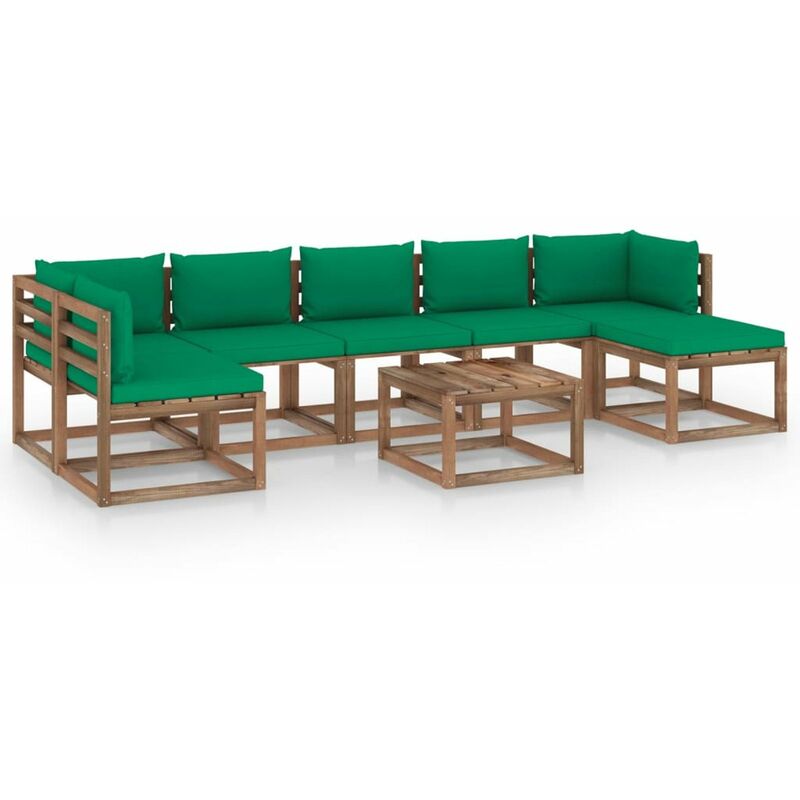 

Juego de muebles de jardin 8 piezas con cojines verde
