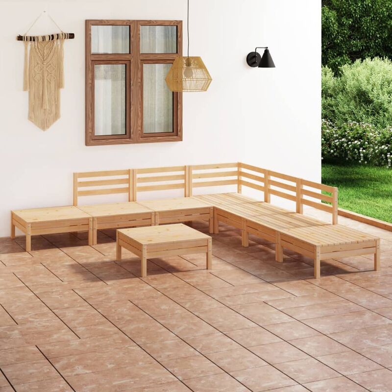 

Juego de muebles de jardín 8 piezas madera de pino maciza