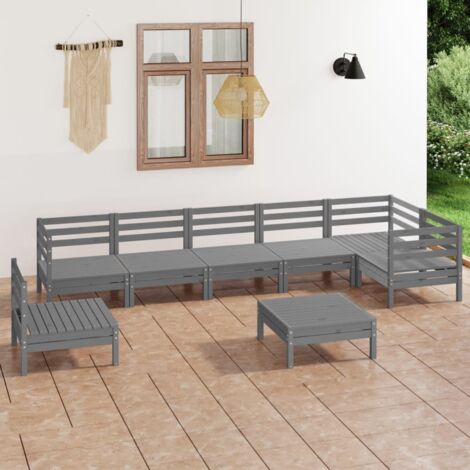 Juego de muebles de jardín 8 piezas madera de pino maciza gris vidaXL