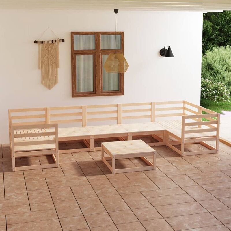 

Juego de muebles de jardín 8 piezas madera maciza de pino