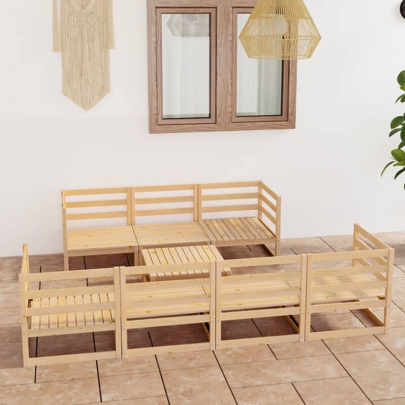 

Juego de muebles de jardín 8 piezas madera maciza de pino