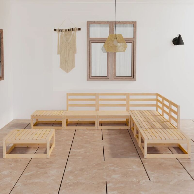 

Juego de muebles de jardín 8 piezas madera maciza de pino