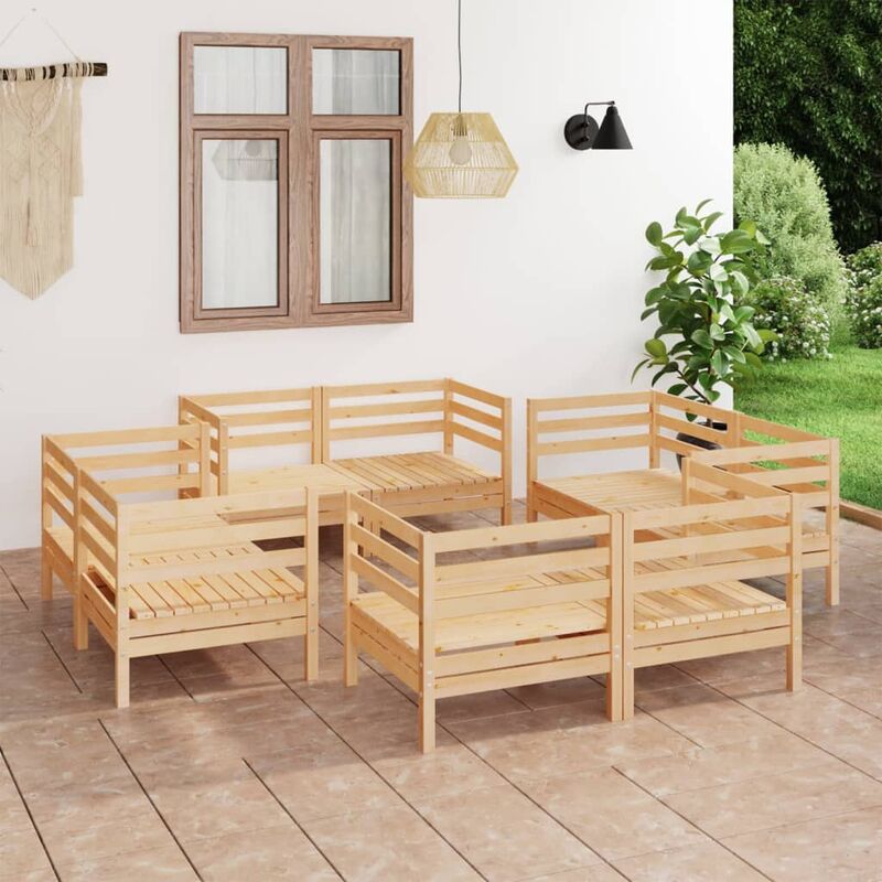 

Juego de muebles de jardín 8 piezas madera maciza de pino