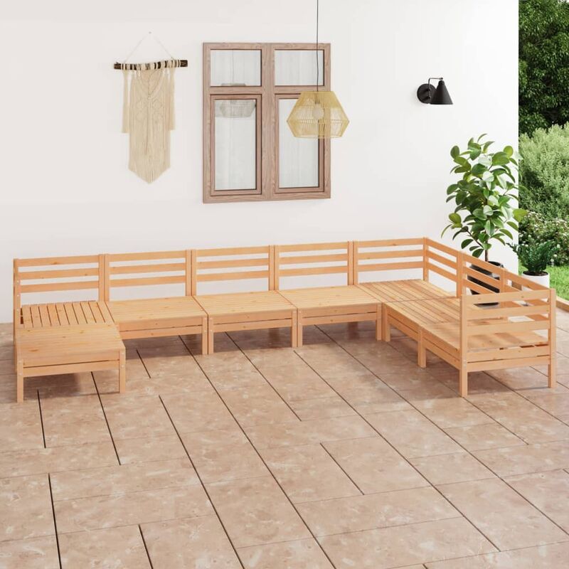 

Juego de muebles de jardín 8 piezas madera maciza de pino