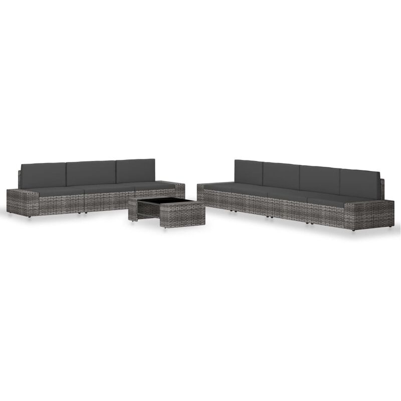 

Juego de muebles de jardín 8 piezas ratán sintético gris