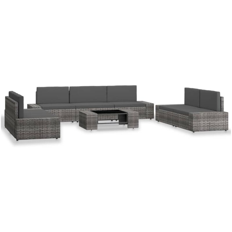 

Juego de muebles de jardín 8 piezas ratán sintético gris - Gris - Vidaxl
