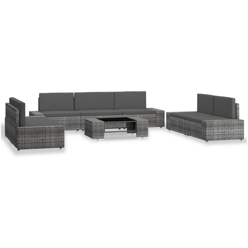 

Juego de muebles de jardin 8 piezas ratan sintetico gris