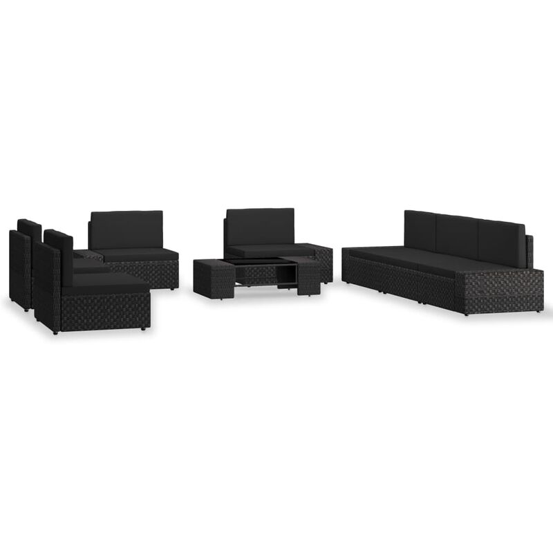 

Juego de muebles de jardin 8 piezas ratan sintetico negro