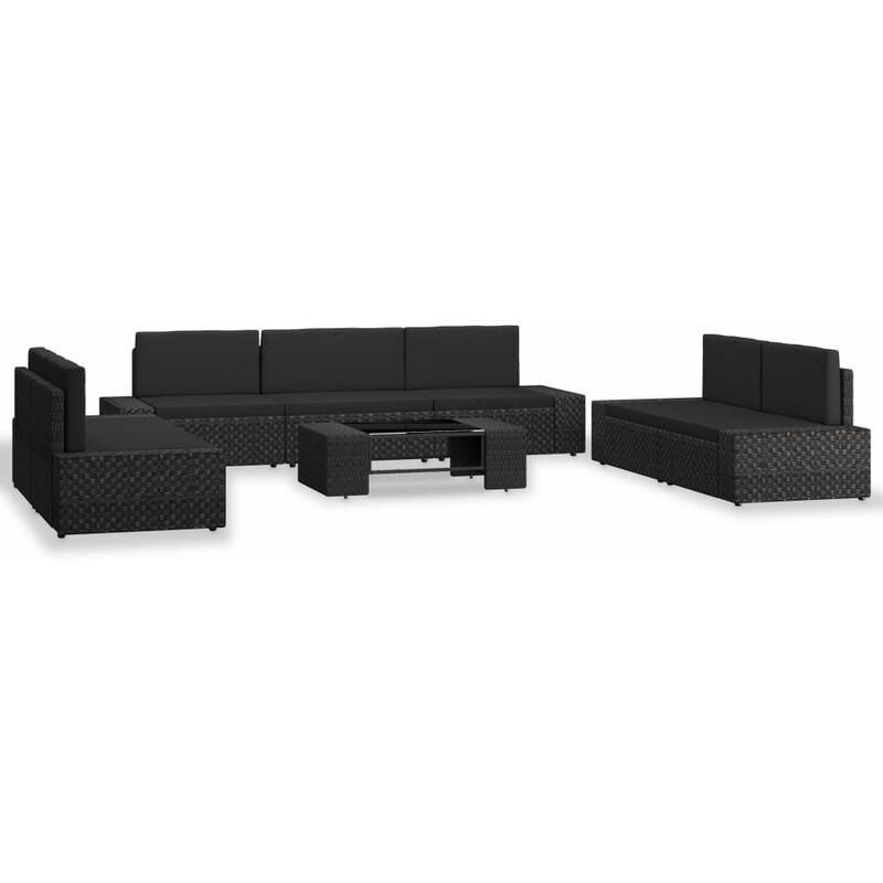 

Juego de muebles de jardín 8 piezas ratán sintético negro