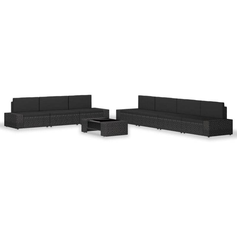 

vidaXL Juego de muebles de jardín 8 piezas ratán sintético negro - Negro