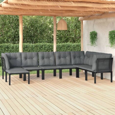 Juego de muebles de jardín 8 pzas ratán sintético negro y gris vidaXL