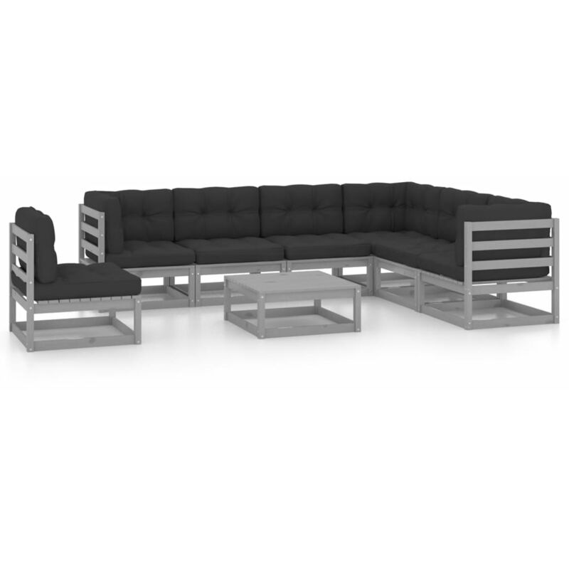 

Juego de muebles de jardín 8 pzas y cojines madera pino