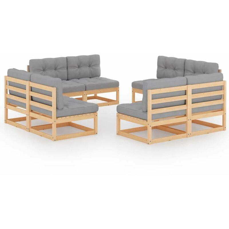 

Juego de muebles de jardin 8 pzas y cojines madera pino maciza