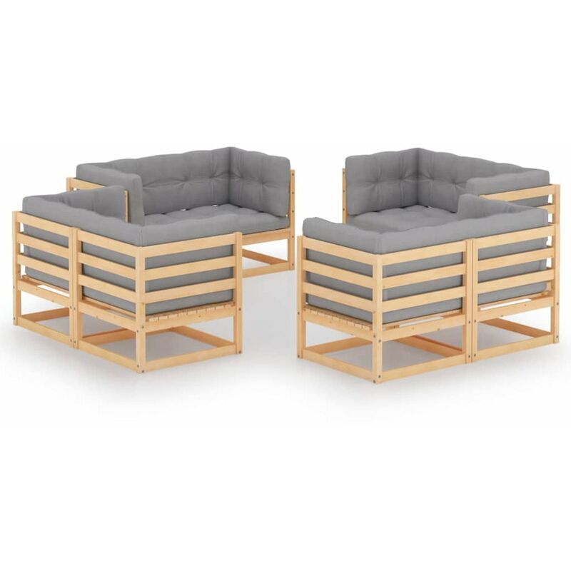 

Juego de muebles de jardin 8 pzas y cojines madera pino maciza