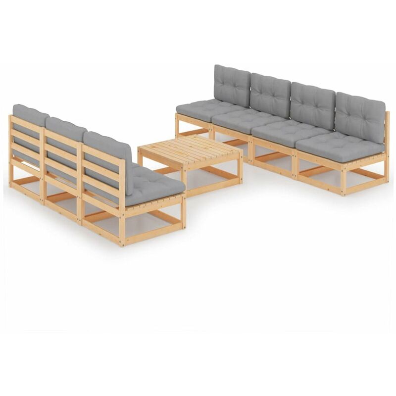 

Juego de muebles de jardin 8 pzas y cojines madera pino maciza