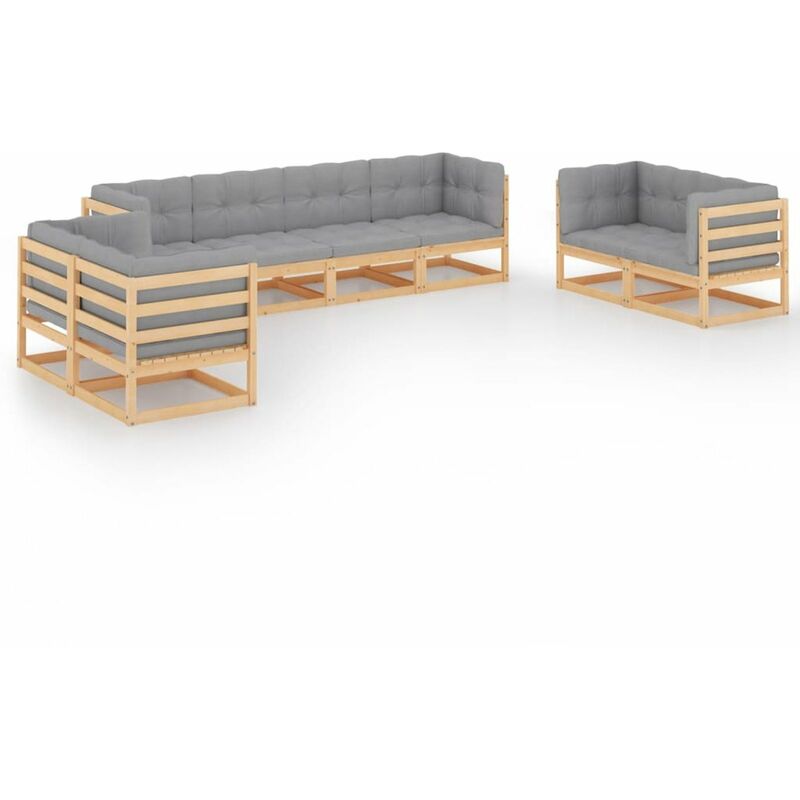 

Juego de muebles de jardin 8 pzas y cojines madera pino maciza