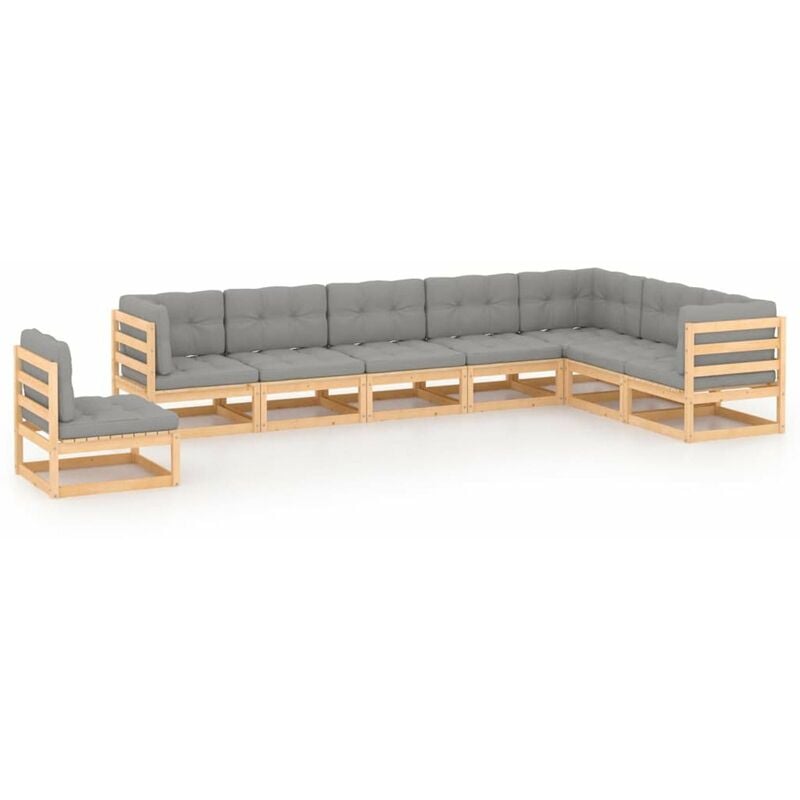 

Juego de muebles de jardin 8 pzas y cojines madera pino maciza