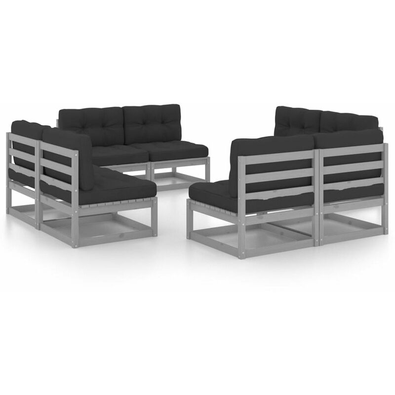 

Juego de muebles de jardin 8 pzas y cojines madera pino maciza