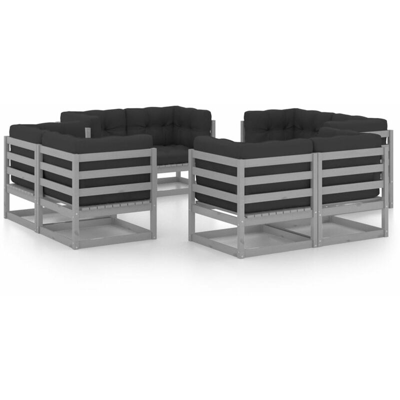

Juego de muebles de jardin 8 pzas y cojines madera pino maciza