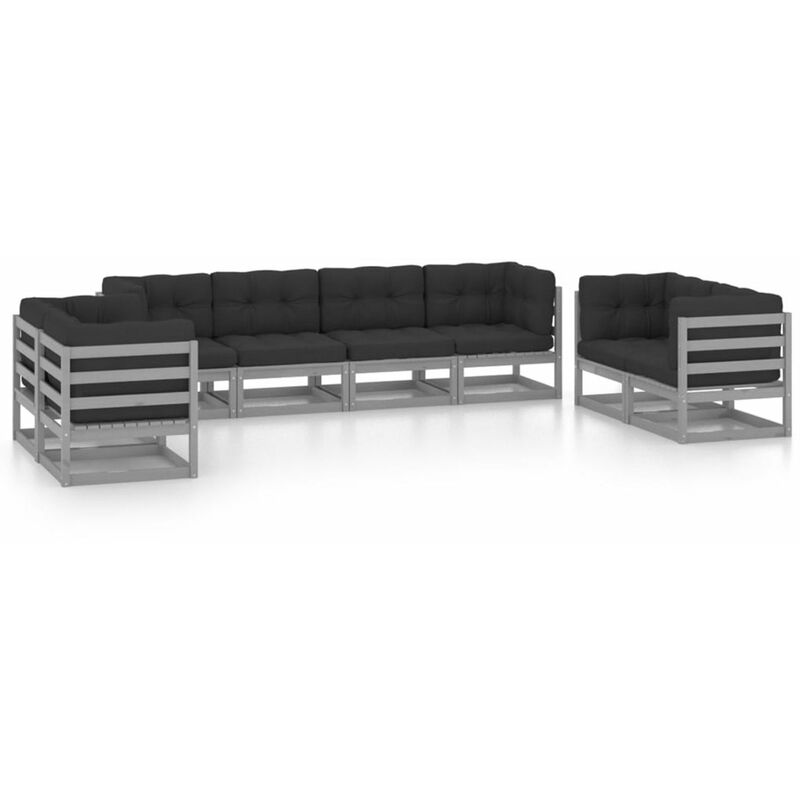 

Juego de muebles de jardin 8 pzas y cojines madera pino maciza
